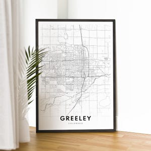 Greeley Map Print Greeley Colorado Karte Poster Download Greeley Druckbare Karte Digitale Greeley Schwarzweiß-Karte Wandkunst Greeley Sketch Map