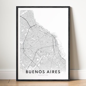 Mapa de Buenos Aires para impressão Mapa de Buenos Aires, Argentina, pôster para download Mapa de Buenos Aires para impressão Mapa digital de Buenos Aires para download instantâneo Arte do mapa