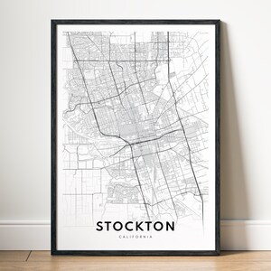 Sofortiger Download Stockton CA Karte Druck Stockton Kalifornien Poster Digitale Karte Stockton druckbare schwarz-weiß-Karte Kunst Skizze Stockton