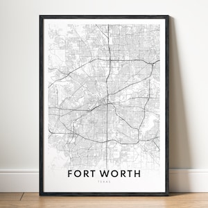 Sofortiger Download Fort Worth Texas Karte Druck Fort Worth Poster Digitale Karte Fort Worth Druckbare schwarz und weiß Kartenkunst Fort Worth Map