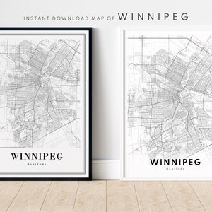 Winnipeg Karte Druck Digitaler Download Winnipeg Kanada Poster Karte Winnipeg Manitoba Druckbare Karte Digitaler Winnipeg Schwarzweiß home print