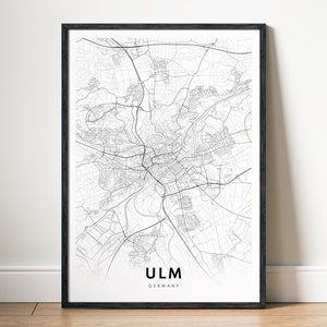 Ulm Mapa Impressão Ulm Alemanha Mapa Cartaz Download Instantâneo Ulm Mapa Imprimível Mapa Digital Preto E Branco Arte De Parede Ulm Esboço Mapa Cartaz Impressão