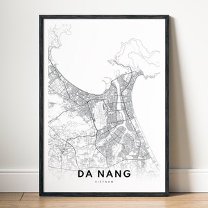 Da Nang Map Print Da Nang Vietnam Map Poster Download Da Nang Druckbare Karte Digitale Da Nang Schwarzweiß-Karte Wand Kunst Da Nang Map Map