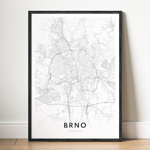 Sofortiger Download Brünn Tschechien Karte Print Brünn Karte Poster Digitale Brünn Druckbare Karte schwarz weiß Home Print Brünn Karte Kunst Skizze Poster