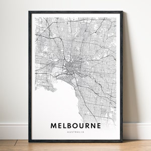Melbourne Map Print, Melbourne Map Poster, Download Printable Melbourne Map, Minimal Map, Black And White Map Print, Instant Download Map