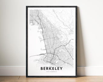 Berkeley CA Map Print, Minimalist Wall Art, Black And White Printable (Digital Download)