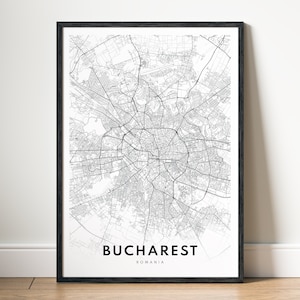 Bukarest Rumänien Karte Poster Download Bukarest Karte Poster Bukarest Druckbare Karte Digitale Karte Bukarest Schwarzweiß-Karte Bukarest Skizze