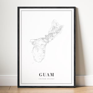 Guam Karte Druck Guam USA Karte Poster Download Guam Druckbare Karte Digitale Karte Guam Schwarzweiß Karte Wandkunst Guam Kartenskizze