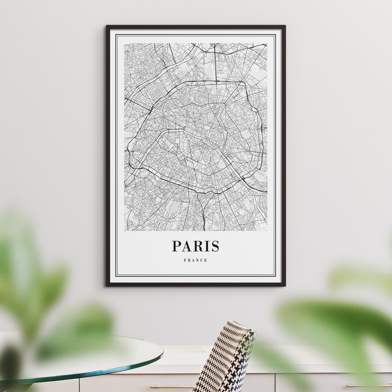 Paris Map Print Paris Map Poster Download Printable Paris - Etsy