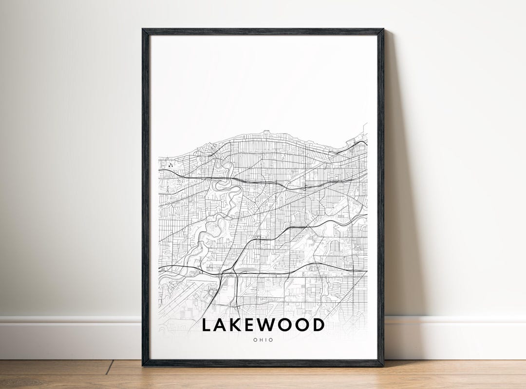 Lakewood Map Print Digital Download, Lakewood Ohio Map Poster, Lakewood ...