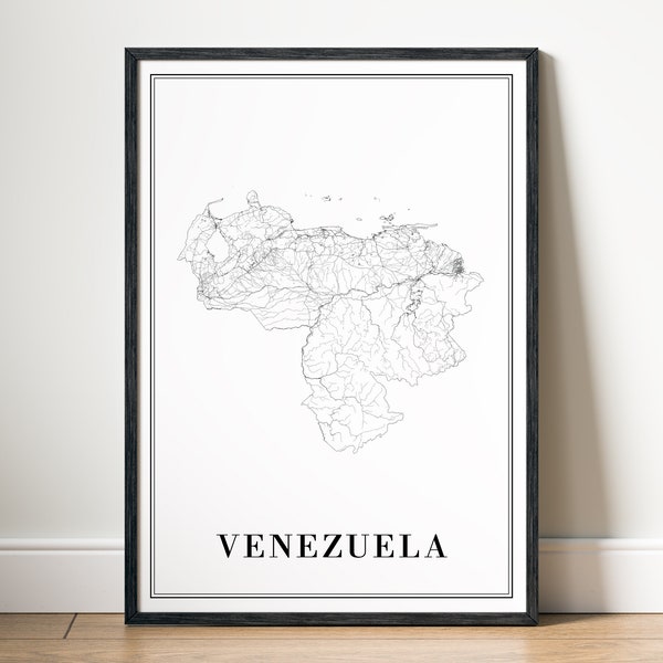 Venezuela Map Print Venezuela Map Poster Download Venezuela Printable Digital Venezuela Map Black And White Print Home Venezuela Download