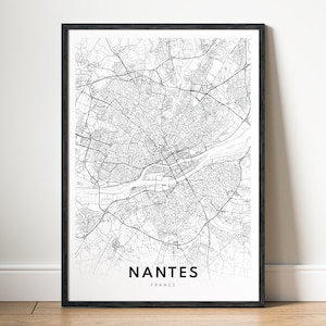 Nantes Karte Drucken Nantes Frankreich Karte Poster Download Nantes Druckbare Karte Digitale Nantes Schwarzweiß-Karte Wandkunst Nantes Skizze Poster