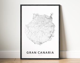 Gran Canaria España Mapa Imprimir Gran Canaria Cartel Descargar Mapa Gran Canaria Mapa imprimible Digital Gran Canaria Blanco y Negro impresión casera