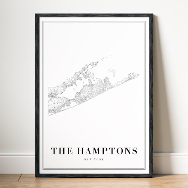 Download The Hamptons NYC Map Print The Hamptons Poster Download Hamptons Printable Digital Hamptons Black And White The Hamptons New York