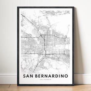 San Bernardino City Map Poster Digital Download San Bernardino California map Printable San Bernardino Map Black And White Minimalistic Map