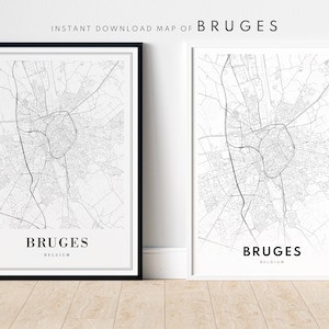 Brügge Karte Drucken Brügge Belgien Karte Poster Download Brügge Druckbare Karte Digitale Brügge schwarz und weiß Wand Kunst Brügge Skizze Drucken