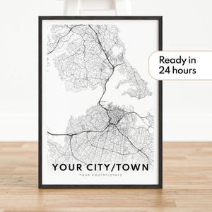 Custom City Map Printable Personalized Map Poster Digital Download Map Print Custom City Map Wall Art Hometown Map Personalized City Map Art