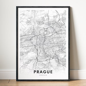 Prag Map Print Prag Czechia Map Poster Download Druckbare Prag Schwarzweiß-Karte Wandkunst Prag Sketch Map Poster Prag Home-Print