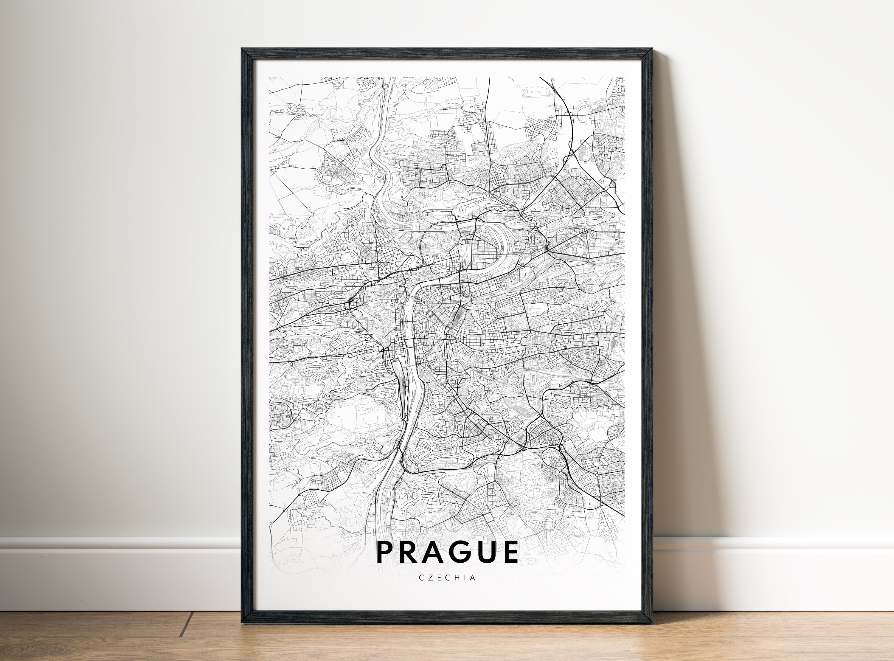 Prague Map Print Prague Czechia Map Poster Download Printable Prague Minimal Map Prague Black ...