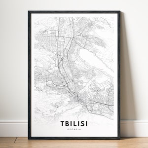 Tbilisi Karte Drucken Tbilisi Georgien Karte Poster Download Tbilisi druckbare Karte Digitale Tbilisi Schwarzweiß-Karte Wandkunst Tbilisi Map Sketch