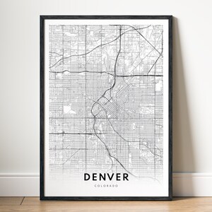 Denver Stadt Karte Drucken Digitaler Download Denver Colorado Poster Karte Denver druckbare schwarz und weiß Karte Wand Kunst Denver CO Sketch Map Print
