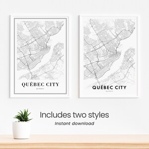 Mapa da Cidade de Quebec para impressão, download instantâneo, pôster da Cidade de Quebec, Canadá, mapa digital da Cidade de Quebec, mapa em preto e branco para impressão, arte de parede da Cidade de Quebec