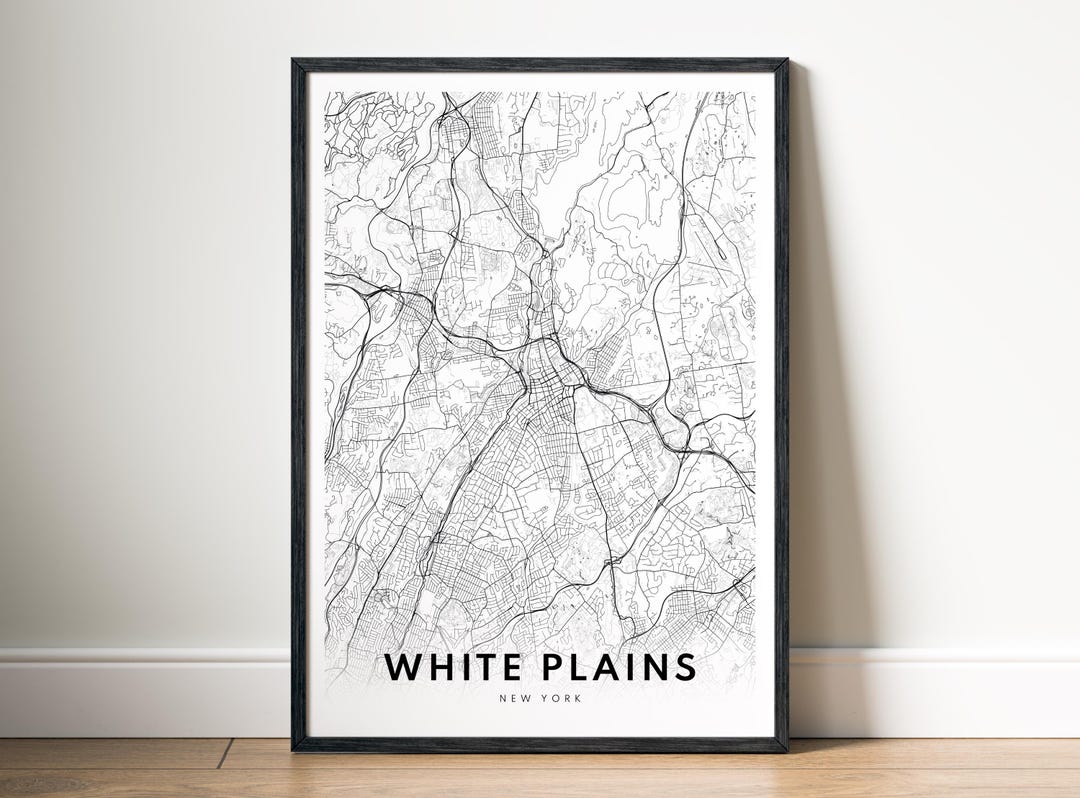 White Plains Map Poster Digital Download White Plains New York Map ...