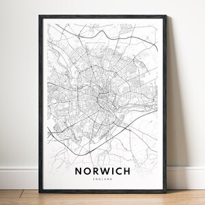 Norwich Karte Drucken Norwich England Karte Poster Download Norwich druckbare Karte digitale schwarz und weiß Norwich Karte Umriss Norwich Skizze Print