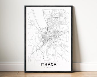 Ithaca NY Karte Druck Digitaler Download Ithaca New York Karte Poster Ithaca Druckbare Karte Ithaca schwarz und weiß Karte Wandkunst Ithaca Skizze