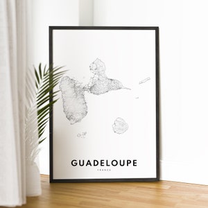 Sofortiger Download Guadeloupe Karte Druck, Guadeloupe Frankreich Poster, Karte Guadeloupe druckbare, schwarz-weiße Guadeloupe Karte Wand Kunst, Skizze
