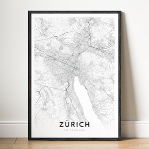 Zürich Karte Poster Download Zürich Schweiz Karte Poster Digitale Karte Zürich druckbare schwarz weiss Karte Zürich Sketch Map Wand Kunst Druck