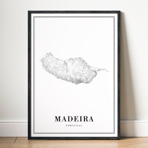 Download Madeira Portugal Karte Druck Download Madeira Digitales Poster Madeira Druckbare Schwarzweiß Madeira Karte Straßendigitales Madeira