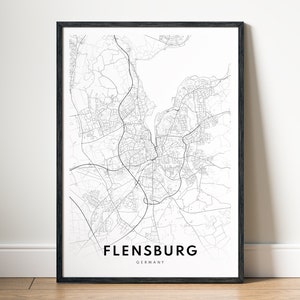 Flensburg Map Print Flensburg Deutschland Karte Poster Download Druckbare Flensburg Digitale schwarz und weiß Karte WallArt Flensburg Sketch Map Print