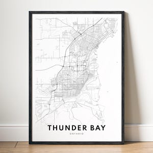 Thunder Bay Karte Thunder Bay Ontario Karte Poster Download Thunder Bay Druckbare Karte Digitale Thunder Bay Schwarzweiß-Karte Thunder Bay