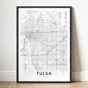 Herunterladen Tulsa Map Print, Tulsa-Oklahoma Map Poster, druckbare Tulsa Map, digitale Tulsa Schwarzweißkarte, Sofortdownload Tulsa Digital
