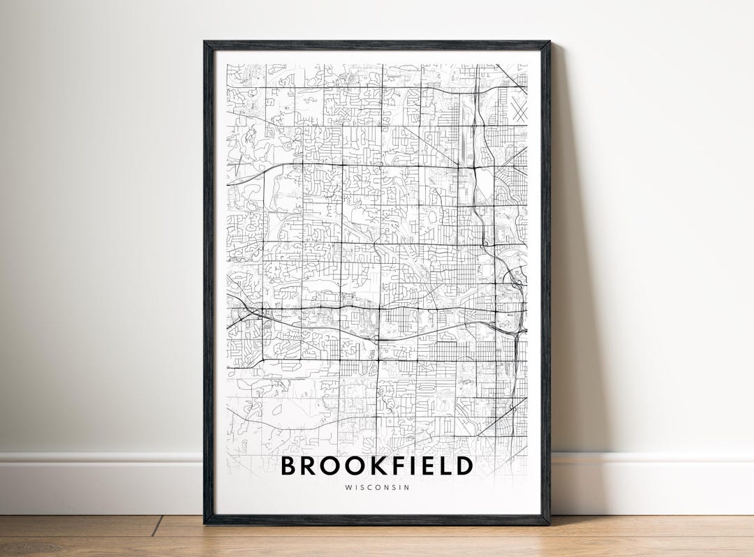 Brookfield Wisconsin Map Print Digital Download, Black and White Poster ...