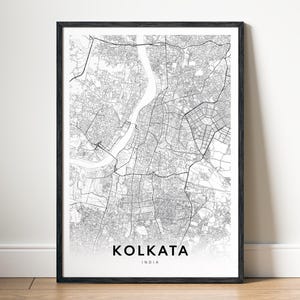 Kolkata Karte Drucken Kolkata Indien Karte Poster Download Kolkata Druckbare Karte Digitale Kolkata schwarz und weiß Karte Wand Kunst Kolkata Skizzenkarte