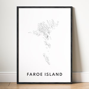 Färöer-Inseln Karte Druck-Download Färöer-Inseln Poster Digitale Karte Färöer-Inseln Druckbare schwarzweiße Karte Wandkunst Färöer-Inseln Druck