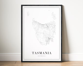 Tasmania Australia Map Print Tasmania Map Poster Tasmania Download Print Tasmania Digital Printable Tasmania Black And White Download Map