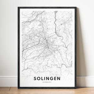 Solingen Karte Druck Solingen Deutschland Karte Poster Download Solingen Druckbare Karte Digitale Solingen Schwarzweiß-Karte Wandkunst Solingen Skizze