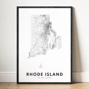 Rhode Island State Karte Druck Rhode Island Poster Download Rhode Island druckbare digitale Rhode Island schwarz und weiß Rhode Island Karte Straße