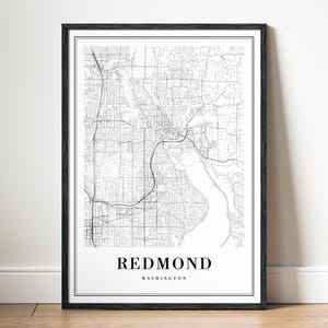 Redmond WA Map Print Redmond Washington Map Poster Download Redmond Druckbare Karte Digitale Landkarte Redmond Schwarzweiß WallArt Redmond Sketch
