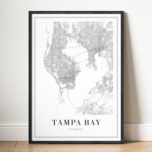 Tampa Bay Karte Print, Tampa Karte Poster, Download Druckbare Tampa Bay, minimale Karte von Tampa Bay, Schwarzweiß-Karte Print, Sofort-Download