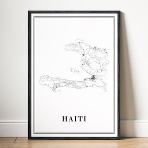 Sofortiger Download Haiti Karte Print Haiti Karte Poster Haiti Druckbare Karte Digitale Haiti schwarz weiß Poster Haiti Home Print Haiti Karte Kunst