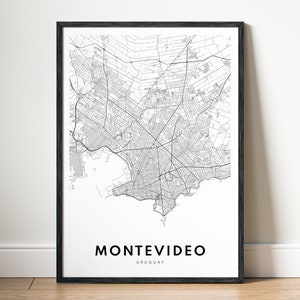 Montevideo Uruguay Karte Druck Download Montevideo Poster Digitale Karte Montevideo Druckbare Schwarzweiß-Karte Wandkunst Montevideo Skizze
