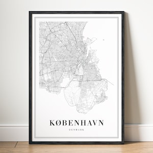 København Dinamarca Mapa Imprimir Copenhague Mapa Cartel Descargar København Imprimible Copenhague Digital Blanco y Negro Copenhague Plantilla Impresión