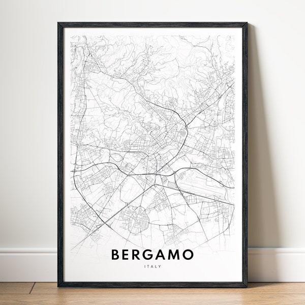 Bergamo Map Print Download Bergamo Italy Map Poster Digital Map Bergamo Printable Black And White Map Bergamo Sketch Map Wall Art Print