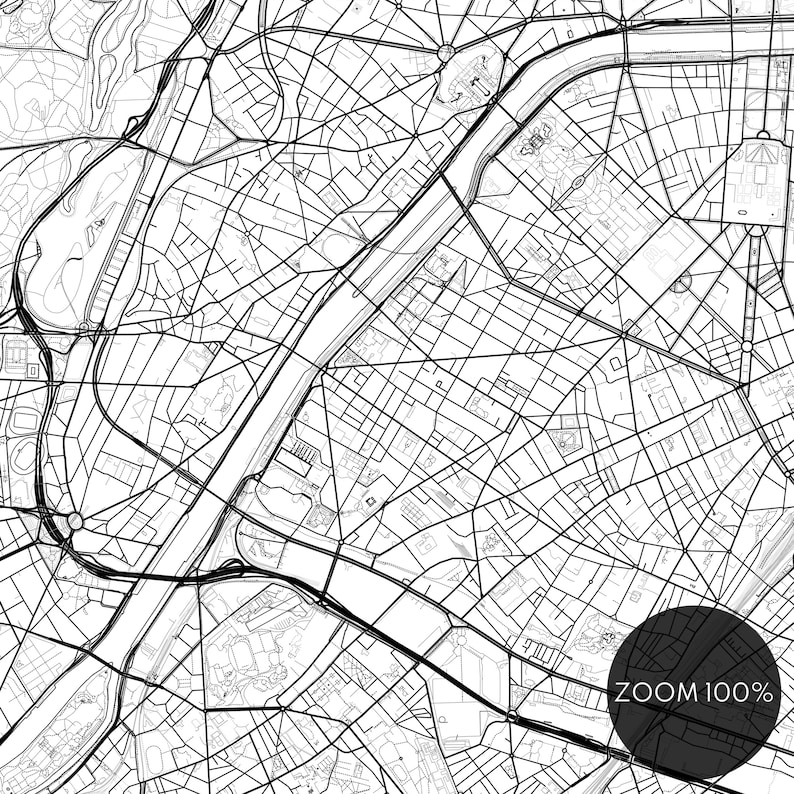 Paris Map Print Paris Map Poster Download Printable Paris - Etsy