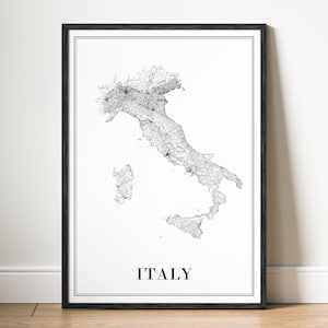 Italy Map Print Italy Map Poster Download Printable Italy Map Minimal Map Italy Black And White Map Print Italy Instant Download Italy Map