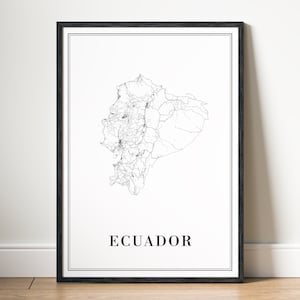 Sofortiger Download Ecuador Karte Druck Ecuador Poster Digitale Karte Ecuador Druckbare schwarz weiß Karte Ecuador Wand Kunst Skizze Print